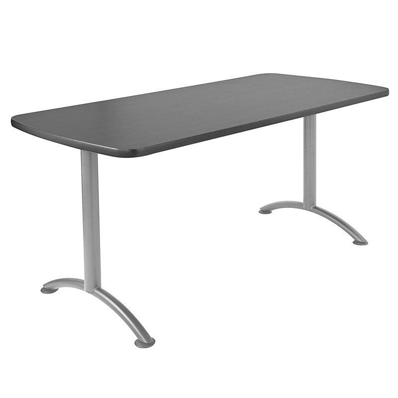Table de bout courbée, Graphite / Argent, H 29 po x L 60 po x L 30 po