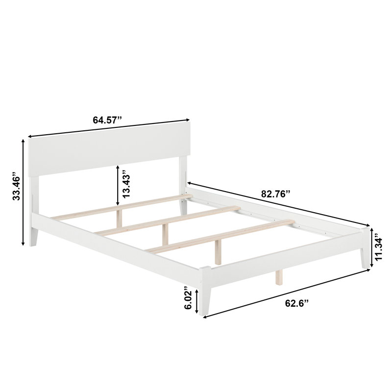 Lit de base en bois massif Anndee, Grand, Blanc