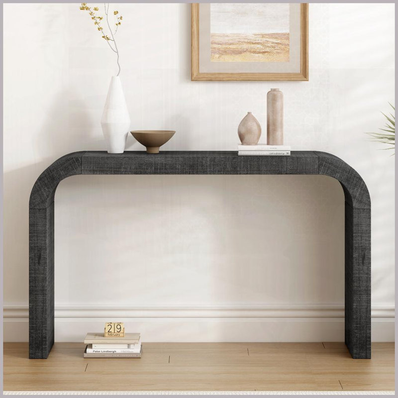 Table basse en placage de bois rustique de Mirod, H 30,9 po x L 52,25 po x l 11,81 po, Noir