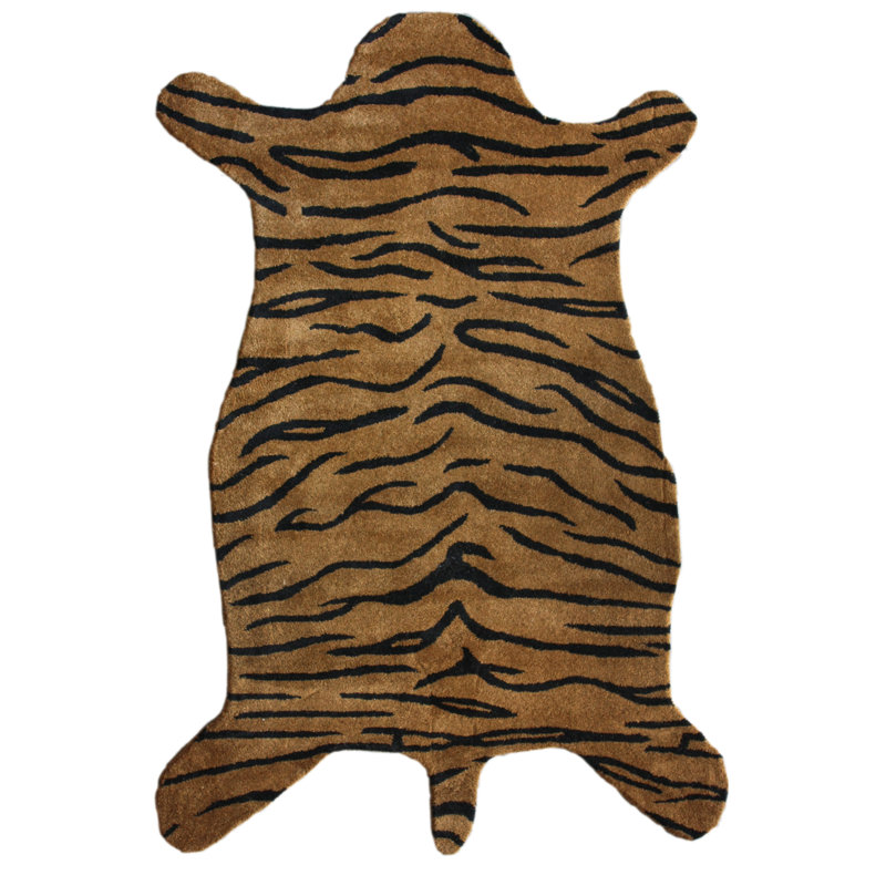 Tapis brun en laine touffeté à la main Legros Tiger, Rectangle 4 pi x 6 pi