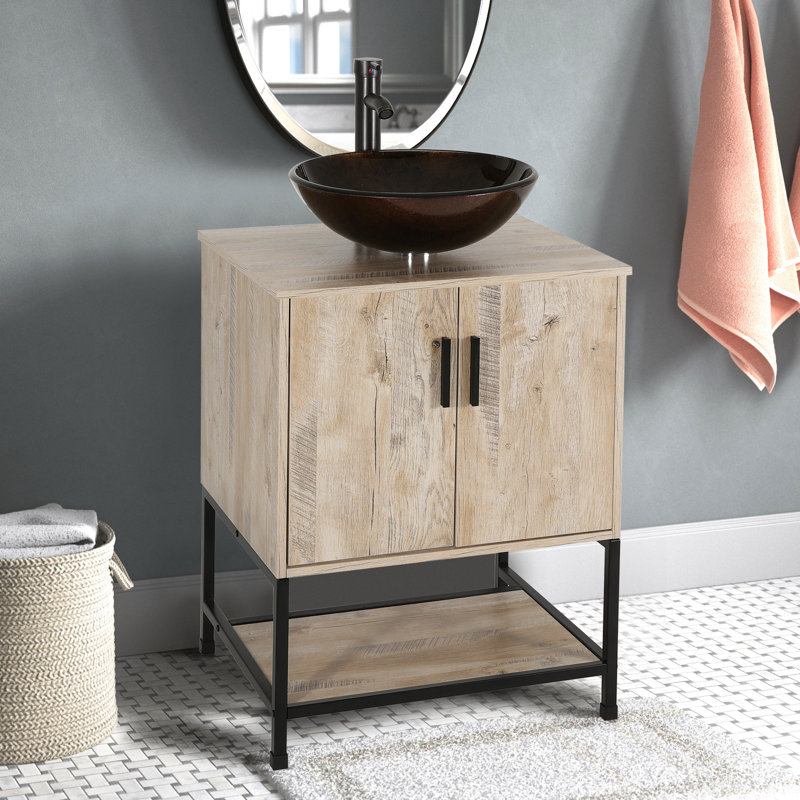 24" x 20" Narrow Depth Single Bathroom Vanity Set, Black