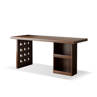 Bureau rectangulaire en bois massif Nu-brun