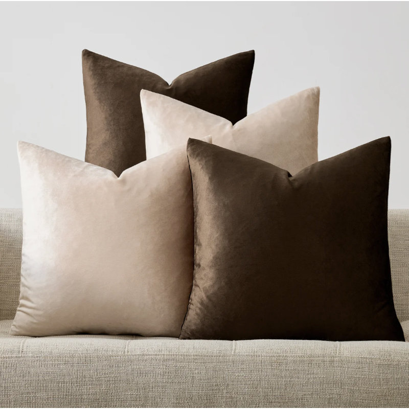 Ensemble de 4 housses de coussin en velours de luxe, housse décorative douce pour canapé-lit, salon, canapé, chambre à coucher