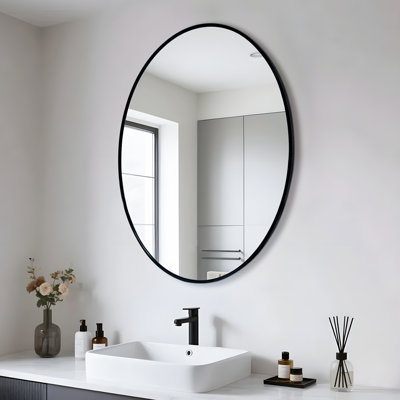 Oval Aluminum Frame Wall Mirror