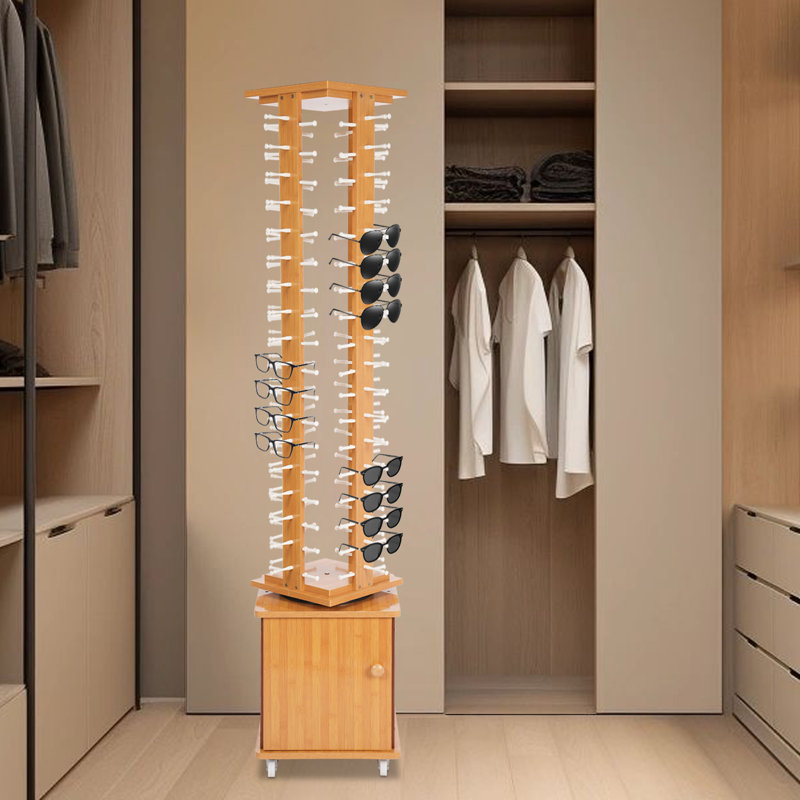 Rotating Glasses Storage Display Stand, Brown