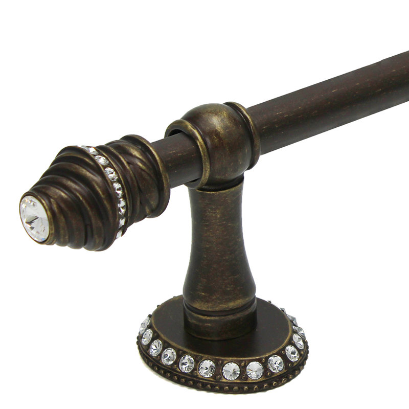 Caché II 24 inches c.c. {approximately} towel bar with 80 rivoli Swarovski Clear Crystals with 5/8 smooth center in Oil Rub Bronze