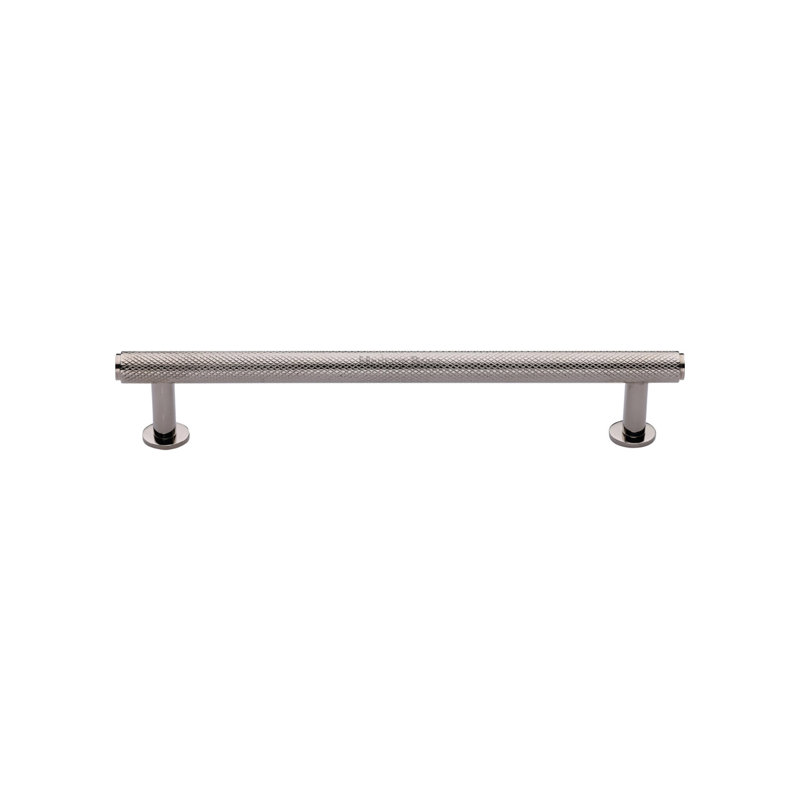 Heritage Brass Heritage Cabinet Pull Knurled Design with Rose, 12.8cm, Polished Nickel