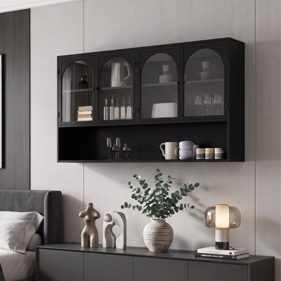 47.25" Four-Door Glass Wall Cabinet Storage
