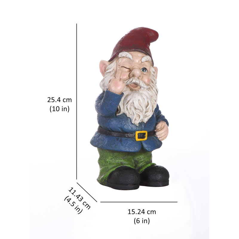  Winking Gnome Statue, 25.4cm H × 11.4cm W × 15.2cm D