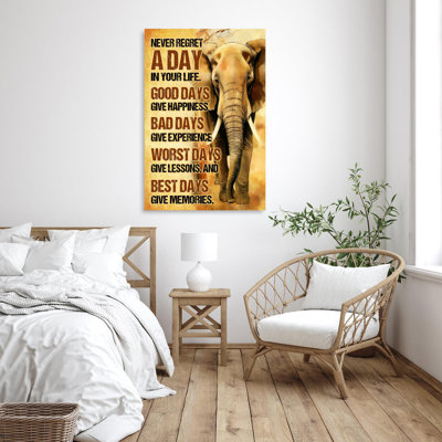 Hristos Elephant Never Regret A Day In Your Life - 1 pièce, impression sur toile tendue sur toile tendue