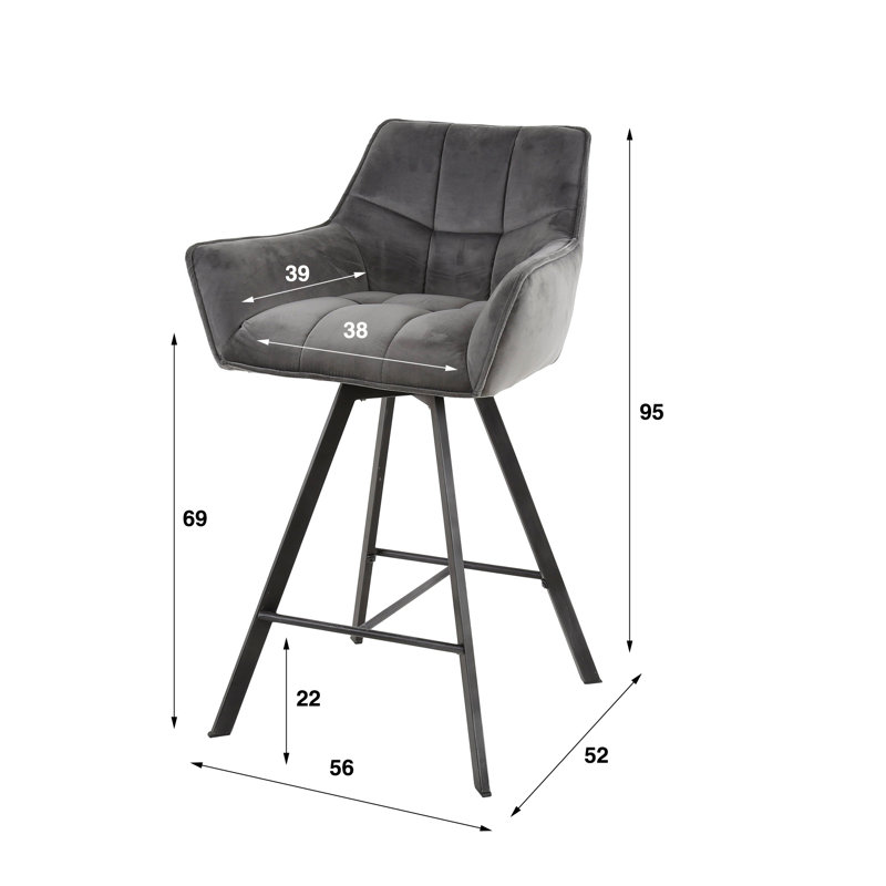 Kathy Counter Stool with Metal Frame, Anthracite