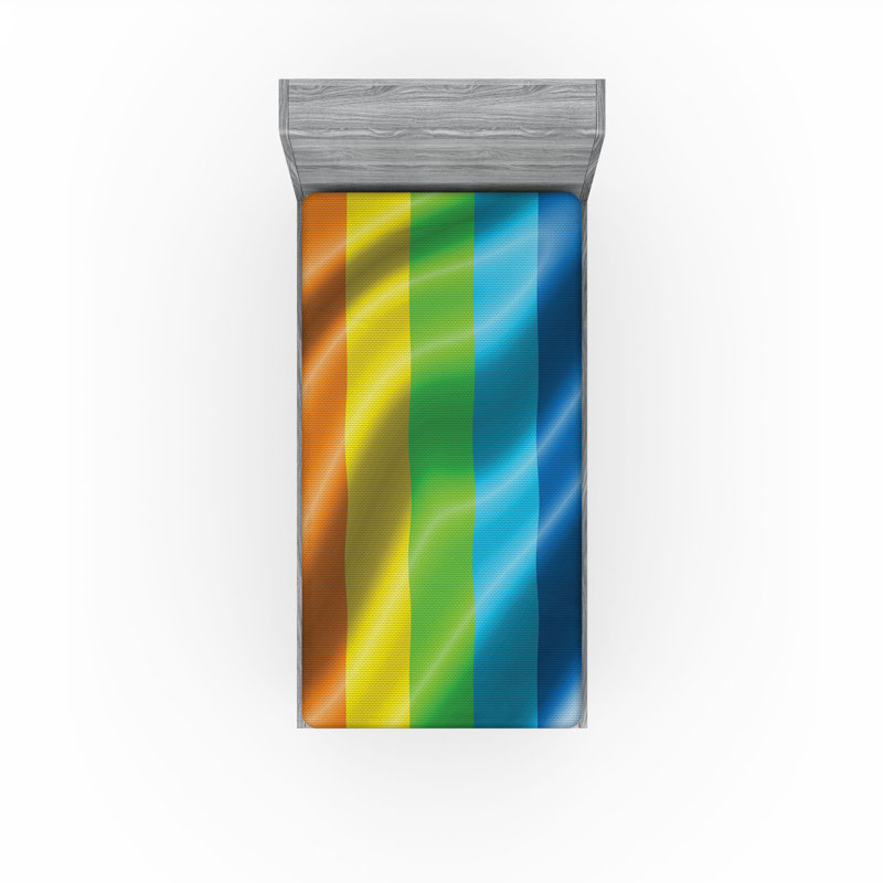 Drap-housse Ambesonne, paquet de 2, Orange / jaune / bleu rayé, Drap-housse simple TG
