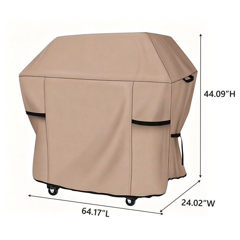 Housse de protection pour barbecue 400D à revêtement argenté, protecteur de barbecue imperméable à double couture avec ruban adhésif supérieur, poignées latérales, fenêtres respirantes, boucles de réglage et sac de rangement à fermeture à glissière