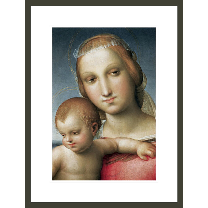 «Détail de la Vierge à l'enfant» par Raphael, impression giclée encadrée, H 21,75 po x l 16,57 po