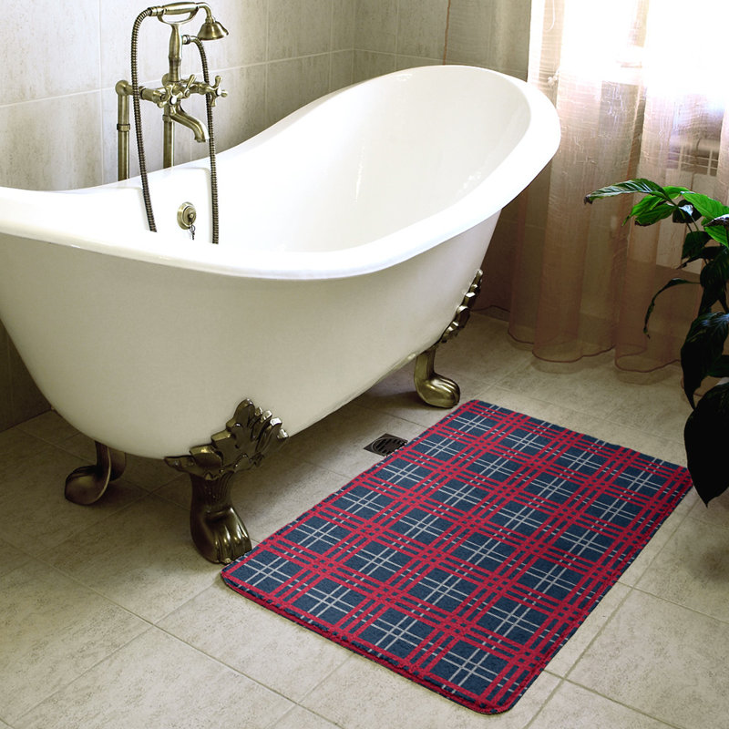 Memory Foam Non-Slip Bath Rug, 21" W x 34" L, Pink/Blue 2