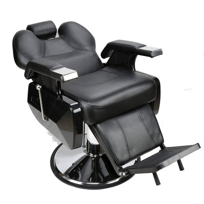 Fauteuil de coiffeur inclinable l 24 po Necaise, fauteuil Solon pivotant, similicuir