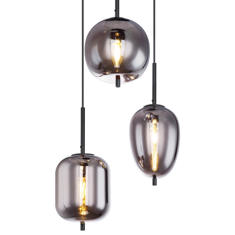 Sherise 3 - Light Black/Silver Cluster Pendant