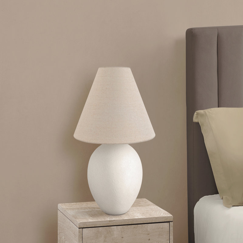Lighting, H 16 po, lampe de table, abat-jour crème, céramique crème