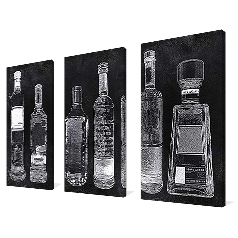 «Bar Cart», reproduction sur toile 3 pièces, L 36 po x H 24 po