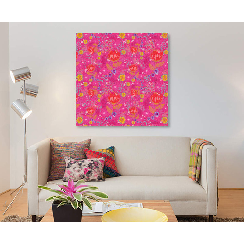 «Bright Bouquet», impression sur toile tendue, H 18 po x l 18 po x P 1,5 po, Toile avec cadre noir, Pas de tapis