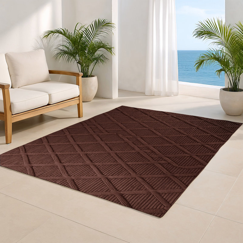 Trellis Black Indoor and Outdoor Area Rug, Rectangle 4' x 6'