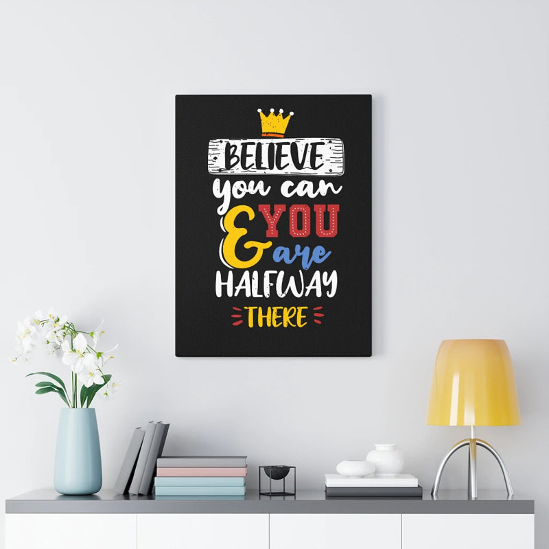 Citation inspirante, art mural «Believe You Can», H 16 po x l 12 po