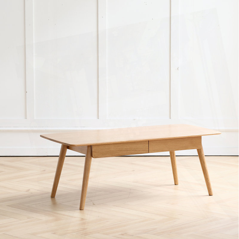 Solid Wood Top Plate Desk Coffee Table, 17.73" H x 47.3" L x 22.1" W