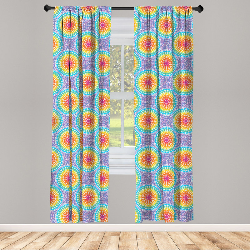 Geometric Semi-Sheer Rod Pocket Curtain Panels, 28" x 95"