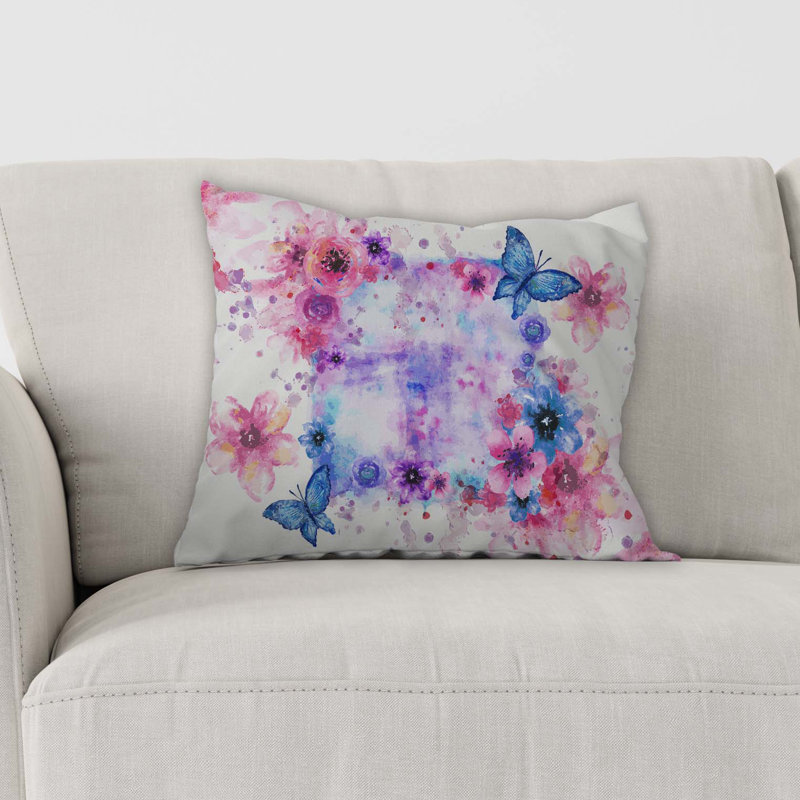  Housse et insert de coussin carré floral Floral, 16 po x 1 po