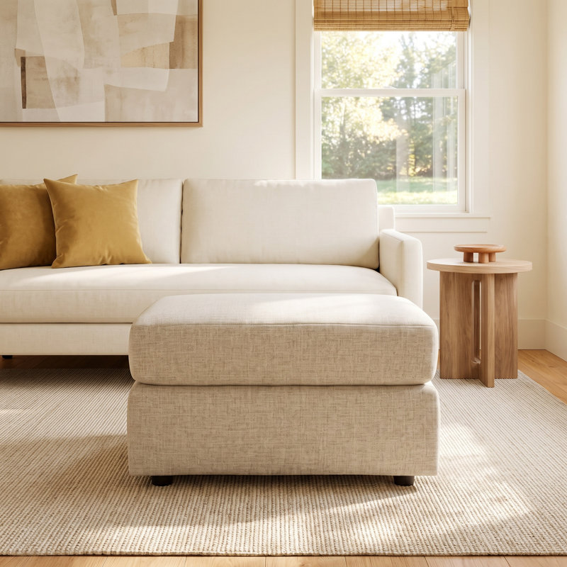 Cleo 32" Ottoman, Davis Chateau Gray Bouclé