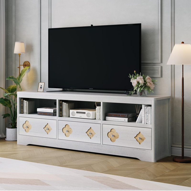 Meuble télé moderne de 70 pouces, console multimédia de style ferme pour téléviseur de 85 pouces