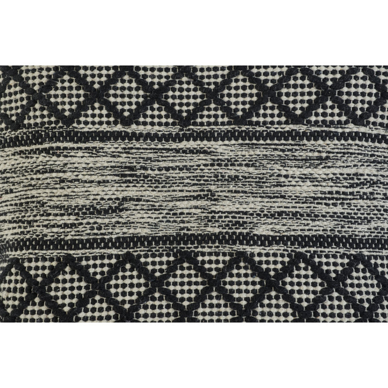 Hand-Woven Black and White Cotton Geometric Pillow Cover
