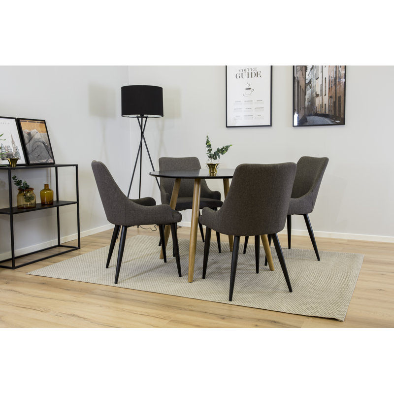 Australe 4 - Person Dining Set, Dark Grey/Black