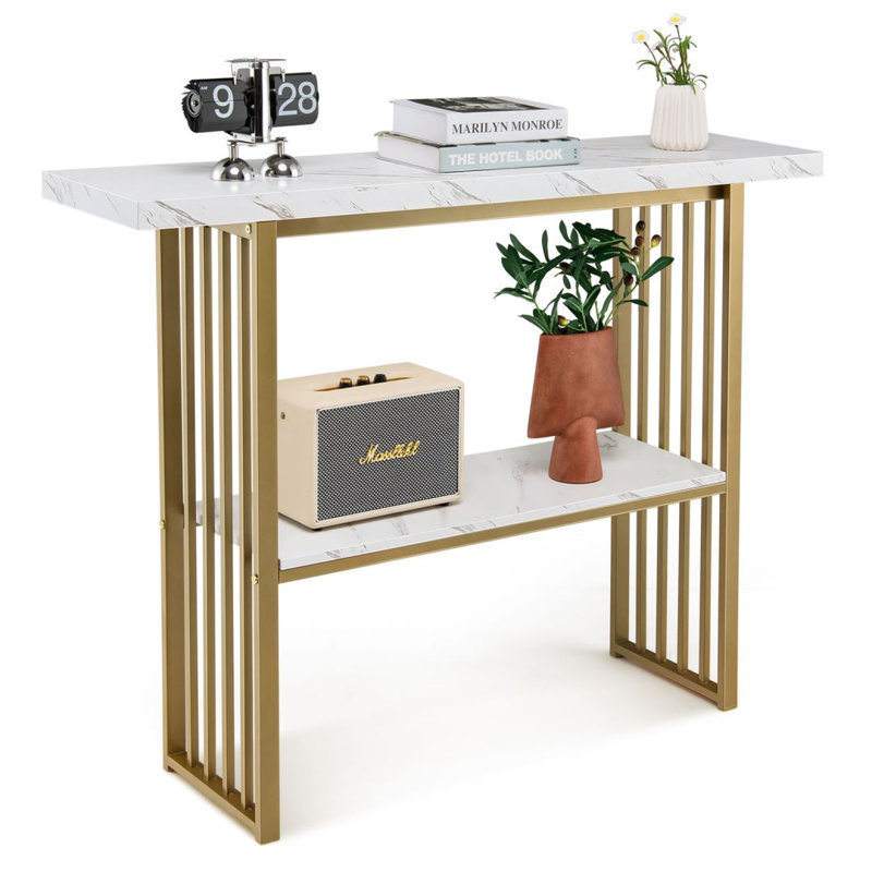 Byersville 120cm Console Table, Gold, White