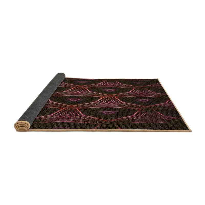 Tapis en laine orange / rose / noir, Carré 5 pi