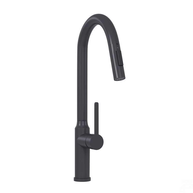 Robinet de cuisine rétractable 18,83 po, Noir mat