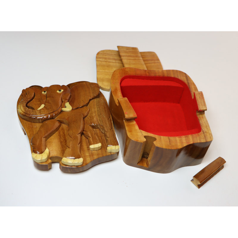 Boîte à énigmes en bois Intarsia