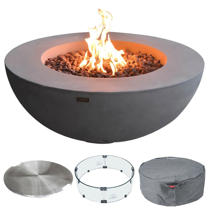 Envelor Fire Pit 16'' H X 42'' W Includes Windscreen, Lid, and Canvas Cover, Propane