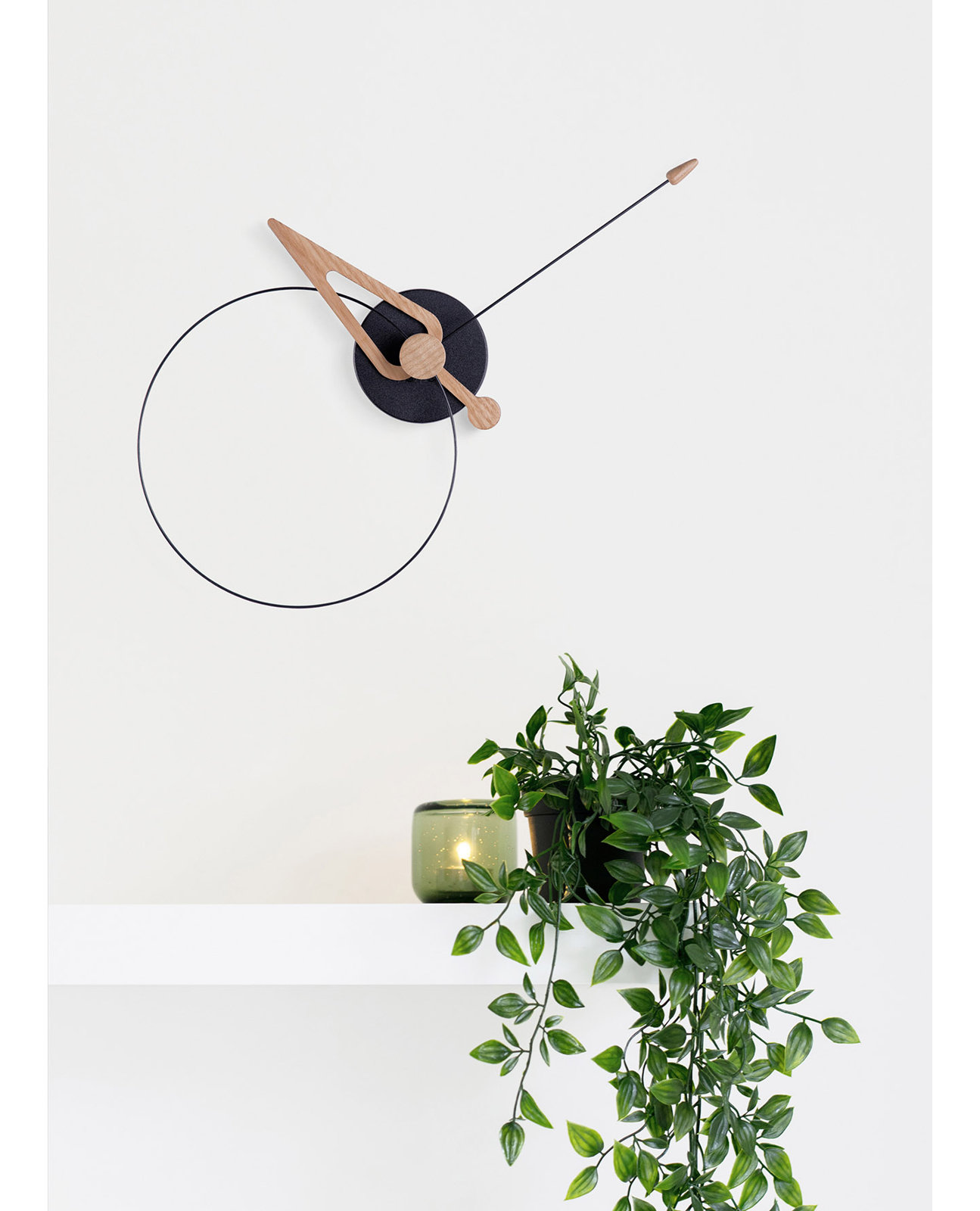 16.5'' Solid Wood, Fibreglass Wall Clock, Black Oak