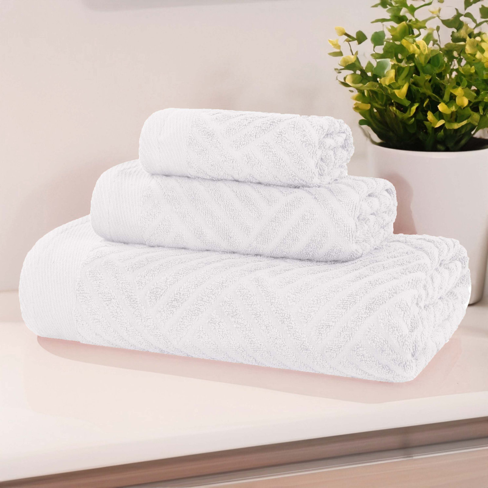 Ocilla 3-Piece Egyptian Cotton Towel Set, White