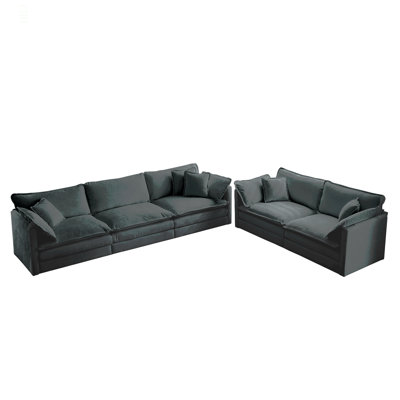 Sofa Set Of 2 Chenille Couch 23 Seater Sofa Set Deep Seat Sofa Modern Sofa Set For Living Room