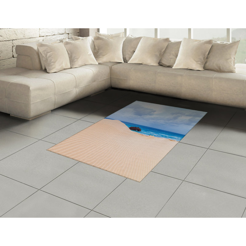 Beach High Density Long Fiber Poly Threads Decorative Area Rug Carpet, Rectangle 4' x 5'8"