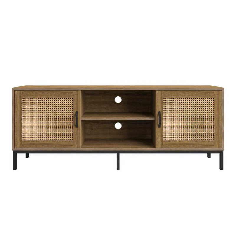  Meuble télé 56 po pour téléviseur de 60 po ou moins Boho - Fabrication en contreplaqué durable - Finition en bois résistante aux égratignures