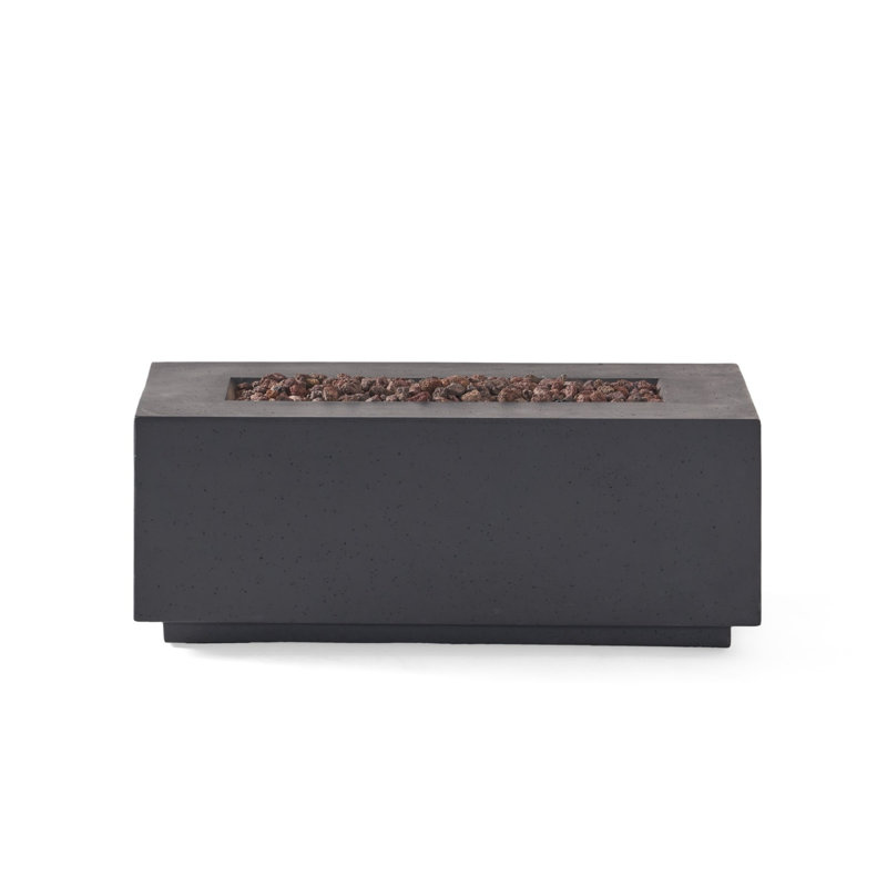 Rectangular MgO Concrete Propane Fire Pit (Tank Cover not Included), Dark Gray