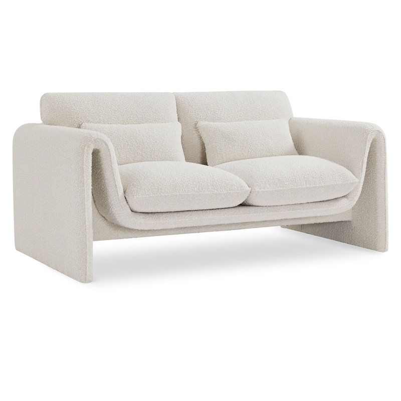 Causeuse 64 po, Tissu crème bouclé