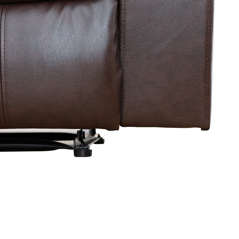 Brown Vegan Leather Manual Recling Loveseat, Brown