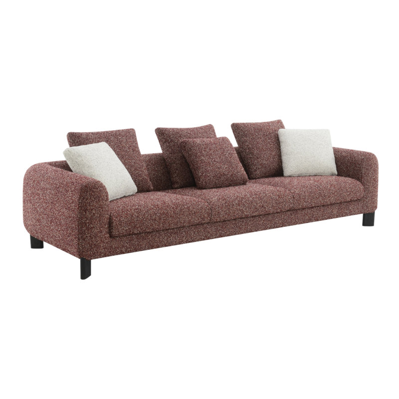 Mardi Maroon Tweed Sofa W/3 Pillows