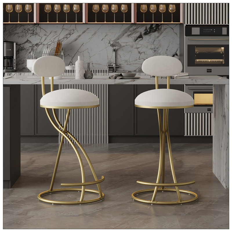 2 tabourets de bar ronds en velours