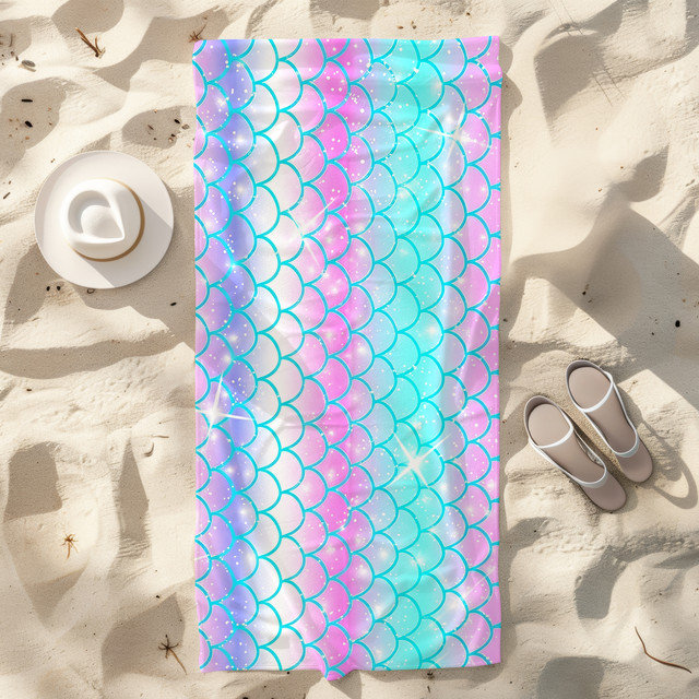  Serviette de plage légère en microfibre, absorbante et sans décoloration, 30 po x 60 po, paillettes sirène