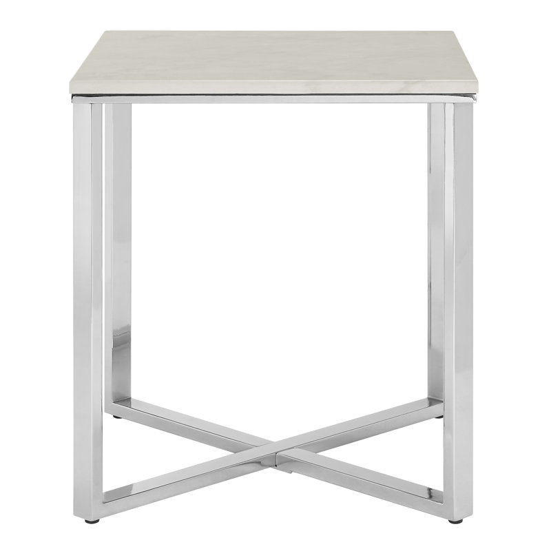 Aguilera Sled End Table, White, Chrome